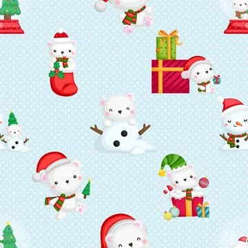 Seamless repeating pattern with cute bears Stock Illustration