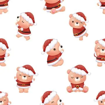 Seamless repeating pattern with cute bears Stock Illustration