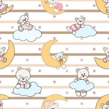 Seamless repeating pattern with cute bears Stock Illustration