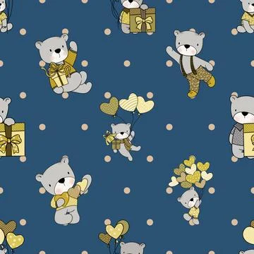 Seamless repeating pattern with cute bears Stock Illustration