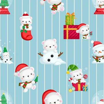 Seamless repeating pattern with cute bears Stock Illustration