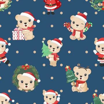 Seamless repeating pattern with cute bears Illustrazione stock