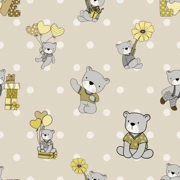 Seamless repeating pattern with cute bears Stock Illustration