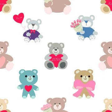 Seamless repeating pattern with cute bears Stock Illustration