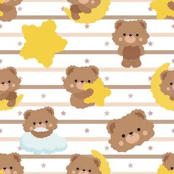 Seamless repeating pattern with cute bears Stock Illustration