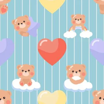 Seamless repeating pattern with cute bears Stock Illustration