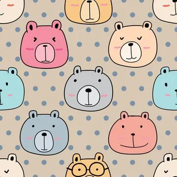 Seamless repeating pattern with cute bears Stock Illustration