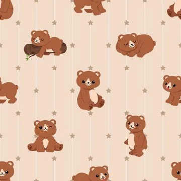 Seamless repeating pattern with cute bears Stock Illustration