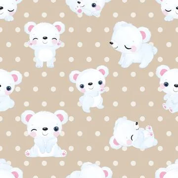 Seamless repeating pattern with cute bears Illustrazione stock