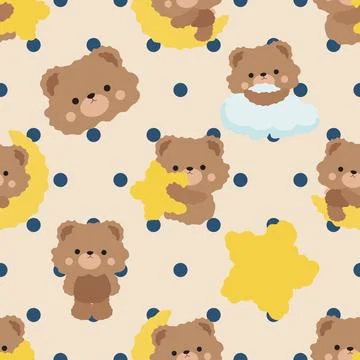 Seamless repeating pattern with cute bears Stock Illustration