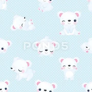 Seamless repeating pattern with cute bears 스톡 일러스트