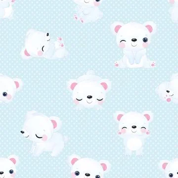 Seamless repeating pattern with cute bears Stock Illustration