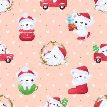 Seamless repeating pattern with cute bears Illustrazione stock