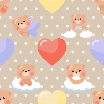 Seamless repeating pattern with cute bears Stock Illustration