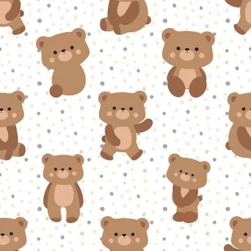 Seamless repeating pattern with cute bears Stock Illustration