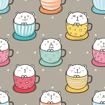 Seamless repeating pattern with cute bears Stock Illustration