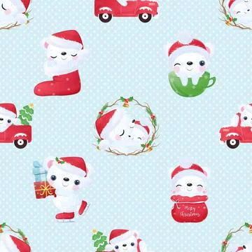 Seamless repeating pattern with cute bears Stock Illustration