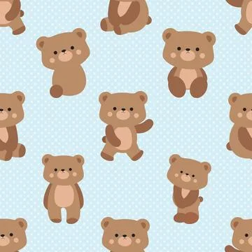 Seamless repeating pattern with cute bears Stock Illustration