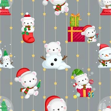 Seamless repeating pattern with cute bears Stock Illustration