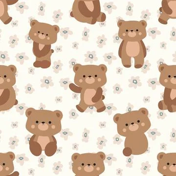 Seamless repeating pattern with cute bears Stock Illustration