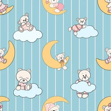 Seamless repeating pattern with cute bears Stock Illustration