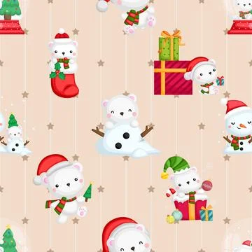 Seamless repeating pattern with cute bears Illustrazione stock