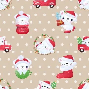 Seamless repeating pattern with cute bears Stock Illustration
