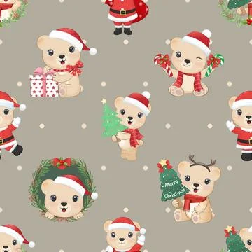 Seamless repeating pattern with cute bears Stock Illustration
