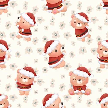 Seamless repeating pattern with cute bears Stock Illustration