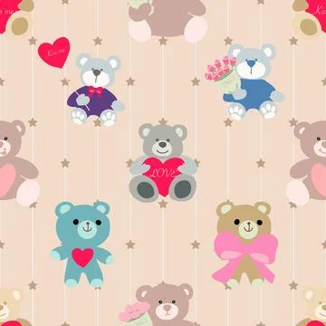 Seamless repeating pattern with cute bears Stock Illustration