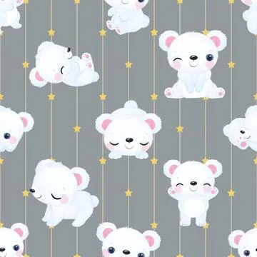 Seamless repeating pattern with cute bears Stock Illustration