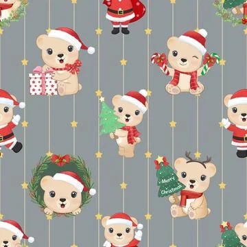 Seamless repeating pattern with cute bears 스톡 일러스트