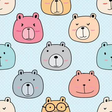 Seamless repeating pattern with cute bears Illustrazione stock