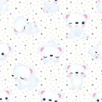 Seamless repeating pattern with cute bears Stock Illustration
