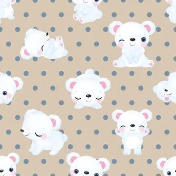 Seamless repeating pattern with cute bears Stock Illustration