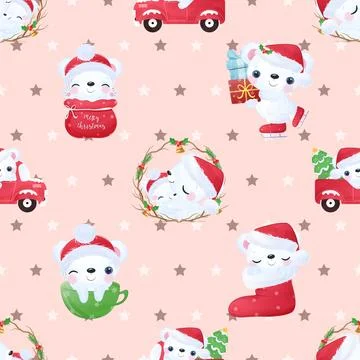 Seamless repeating pattern with cute bears Stock Illustration