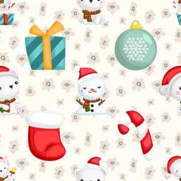 Seamless repeating pattern with cute bears Stock Illustration