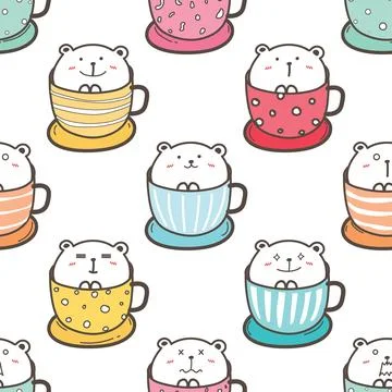 Seamless repeating pattern with cute bears Stock Illustration
