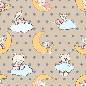 Seamless repeating pattern with cute bears Stock Illustration