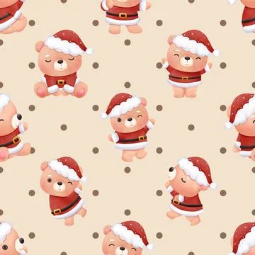 Seamless repeating pattern with cute bears Stock Illustration