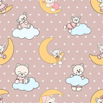 Seamless repeating pattern with cute bears Stock Illustration