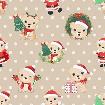 Seamless repeating pattern with cute bears Stock Illustration