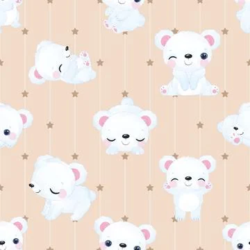 Seamless repeating pattern with cute bears Stock Illustration