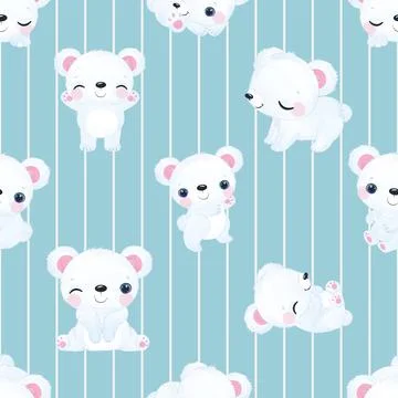 Seamless repeating pattern with cute bears Stock Illustration