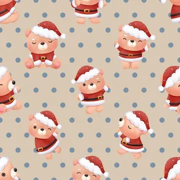 Seamless repeating pattern with cute bears Stock Illustration