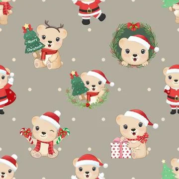Seamless repeating pattern with cute bears Stock Illustration