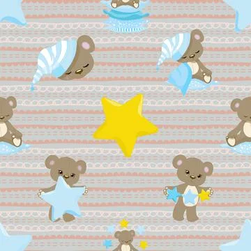Seamless repeating pattern with cute bears Stock Illustration