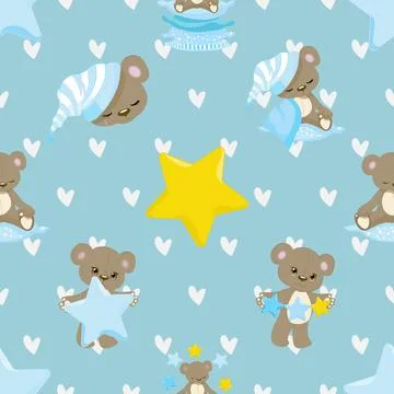 Seamless repeating pattern with cute bears Illustrazione stock