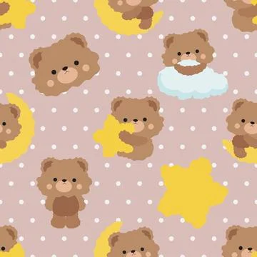 Seamless repeating pattern with cute bears Stock Illustration