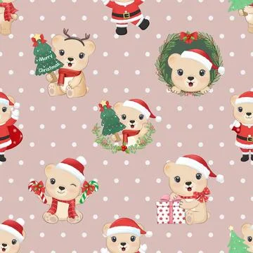 Seamless repeating pattern with cute bears Stock Illustration